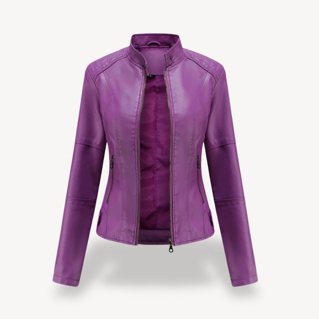 Blouson en cuir pour femme, style motard