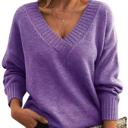 Pull col V élégant pour femmes