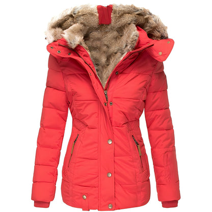 Vestes élégantes pour femme | Blouson d'hiver slim avec col en fourrure