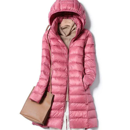 Lange Damenwinterjacke Warm mit Kapuze - IdealeKleiden