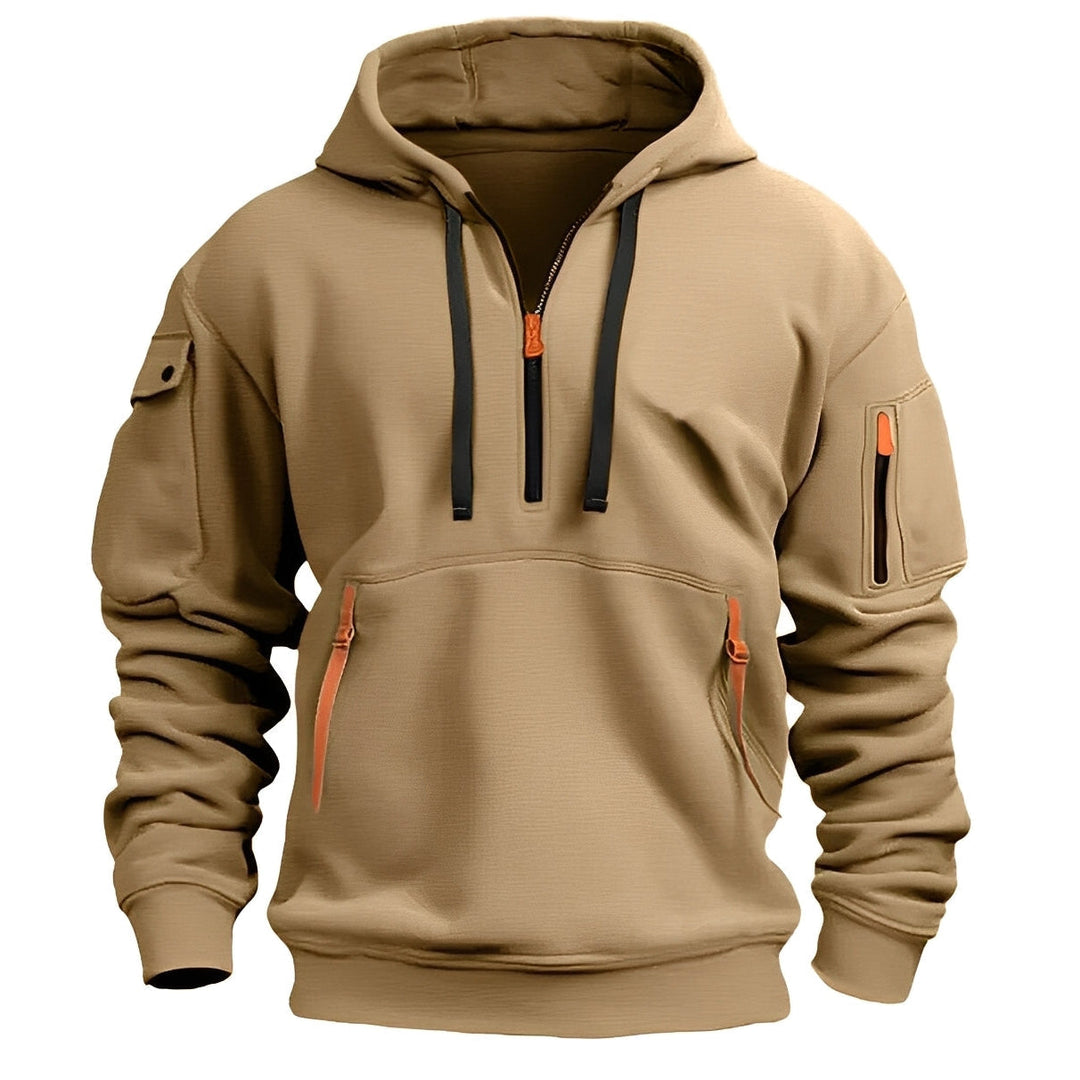 Sweat-shirt à capuche confortable pour hommes avec demi-zip