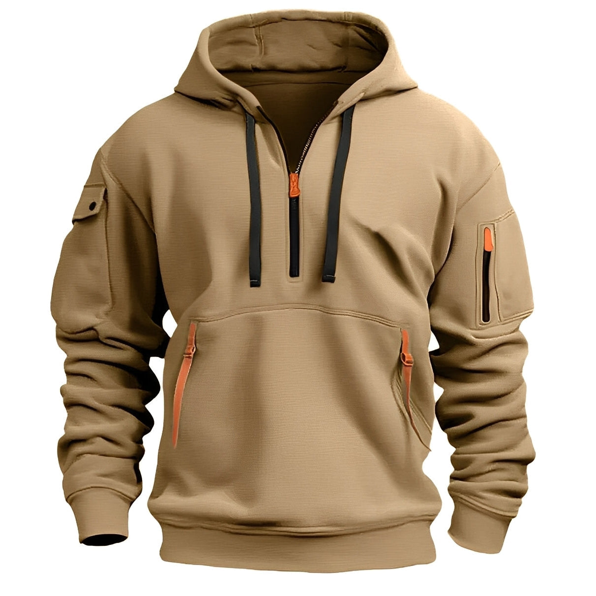 Sweat-shirt à capuche confortable pour hommes avec demi-zip