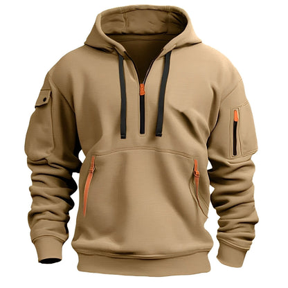 Sweat-shirt à capuche confortable pour hommes avec demi-zip