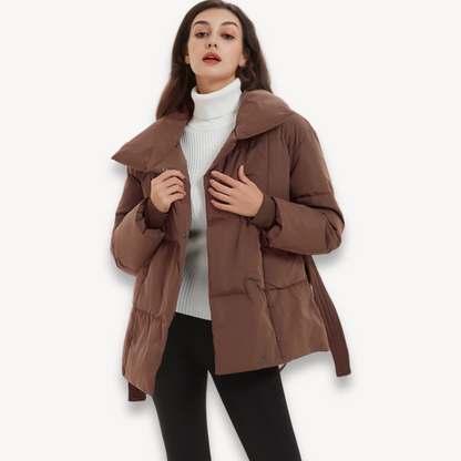 Doudoune élégante femme avec ceinture gilet