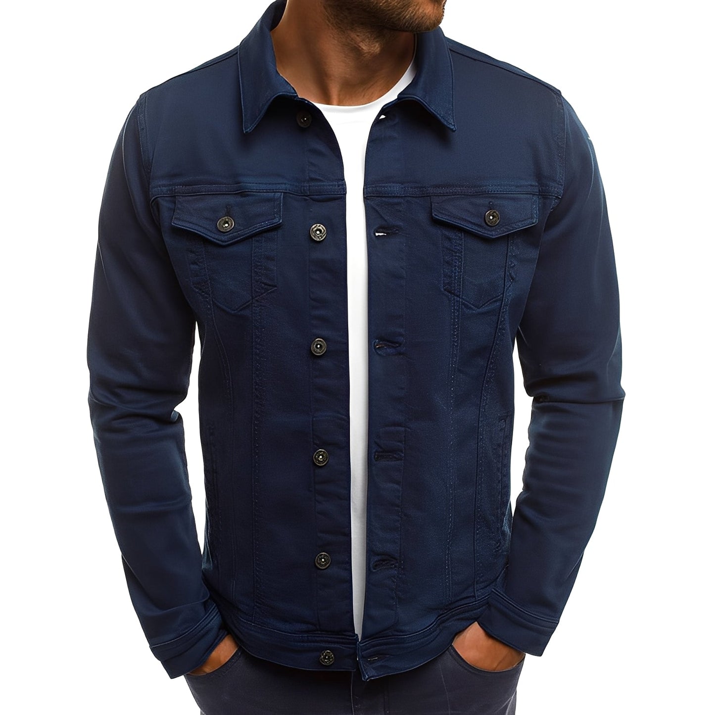 Veste en jean moderne pour homme avec poches