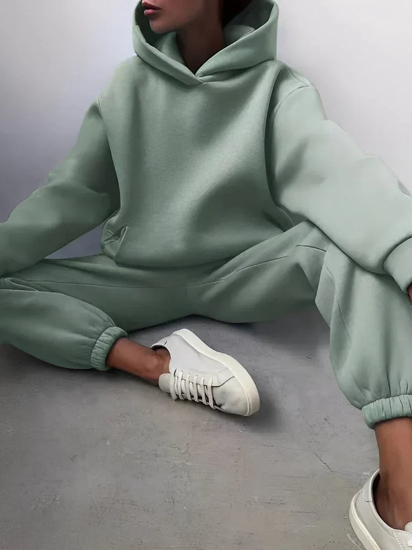 Ensemble de jogging pour femme à capuche, coloris pastel doux