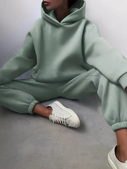 Ensemble de jogging pour femme à capuche, coloris pastel doux