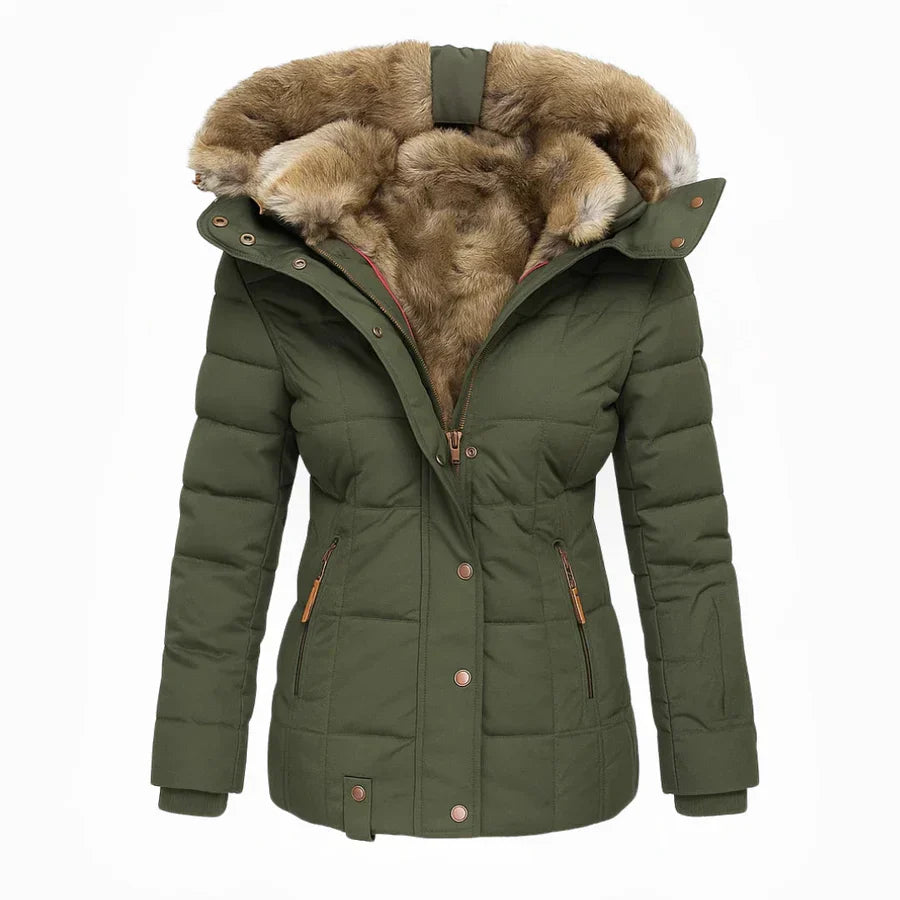 Manteau d'hiver pour femme avec doublure en fourrure