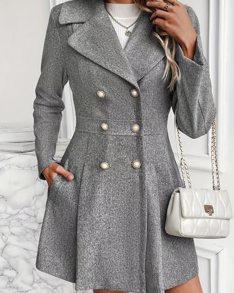 Manteau élégant pour femme, en laine plissée