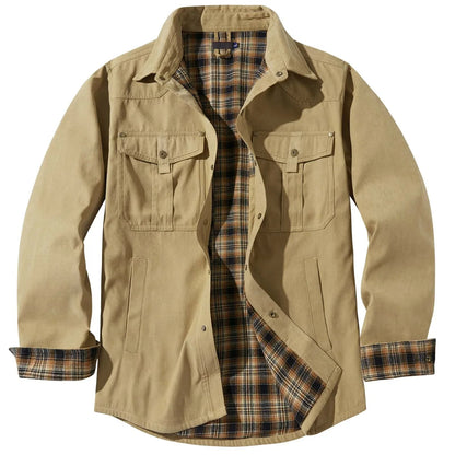Grande taille homme veste flanelle à carreaux capuche