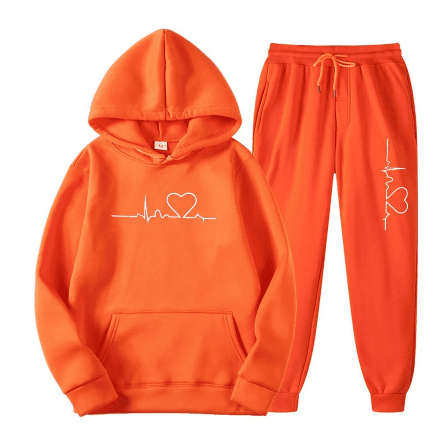 Ensemble de survêtement femme motif cœur, sweat à capuche et pantalon de jogging