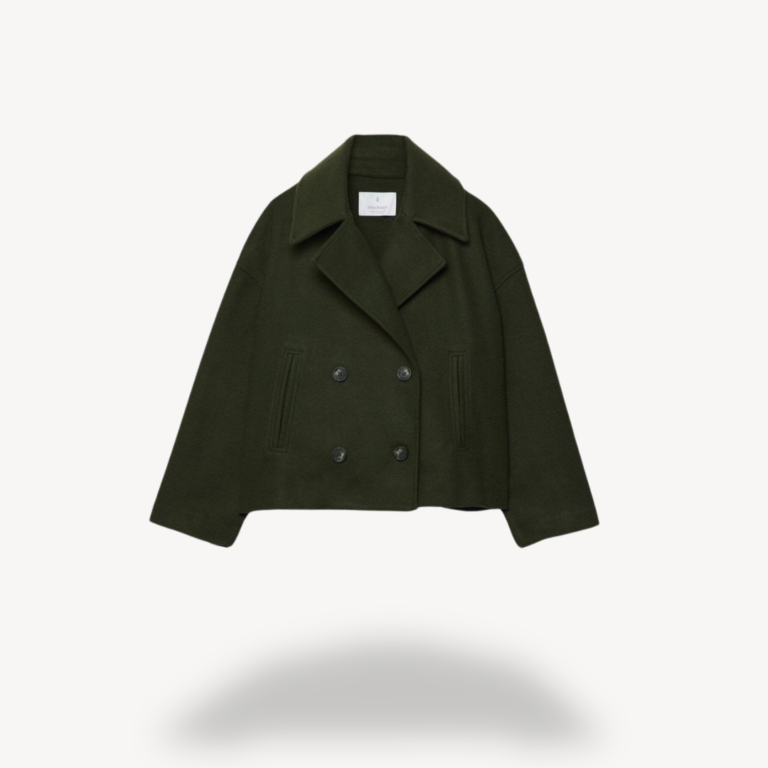 Kürzerer Damen Woll-Peacoat Elegant - IdealeKleiden