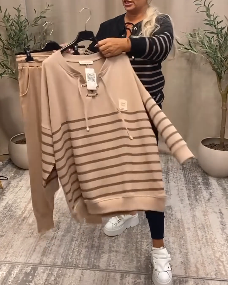 Pantalon de sport confortable Décontracté Rayé Longueur cheville