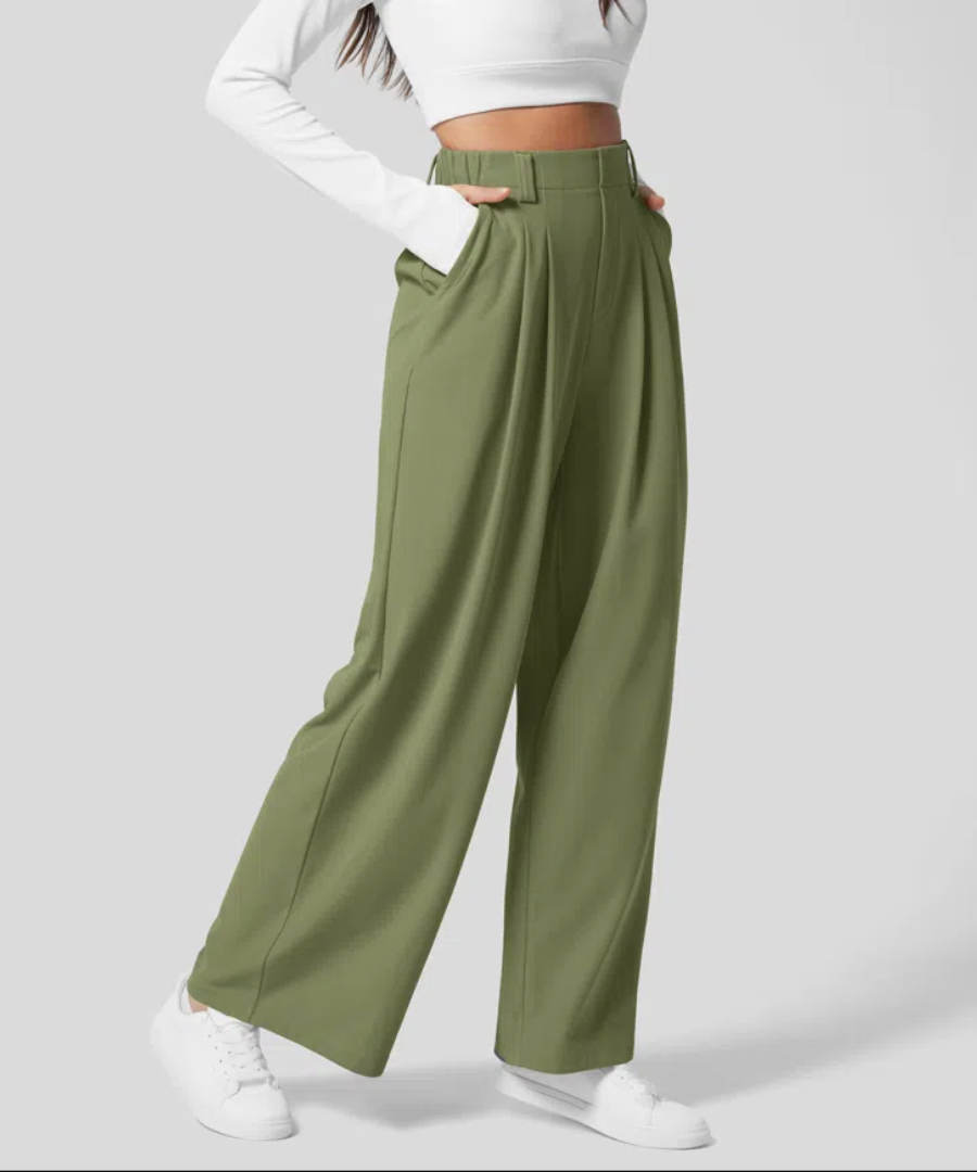 Pantalon femme élégant coupe large sur mesure