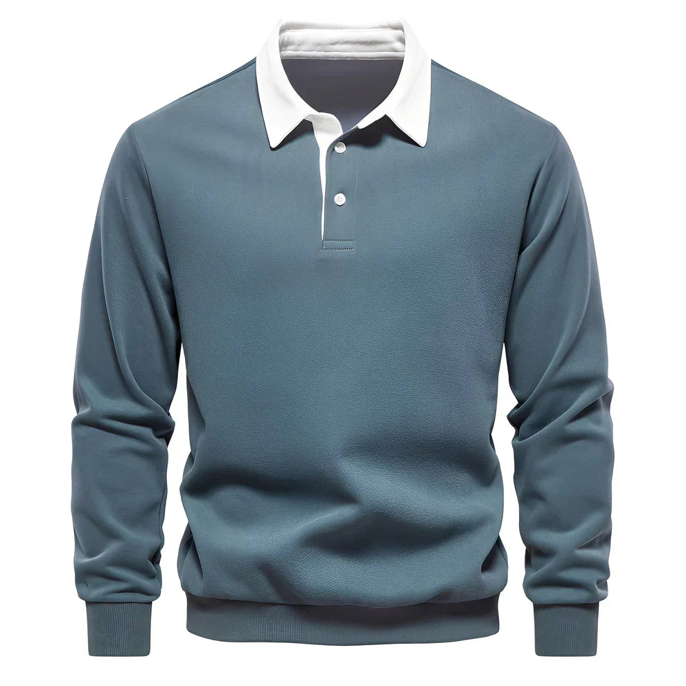 Polo pour homme décontracté manches longues léger