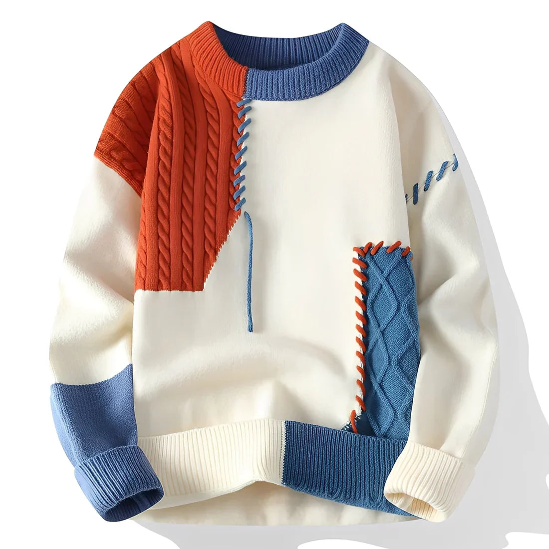 Pull-over homme patchwork élégant et chaud