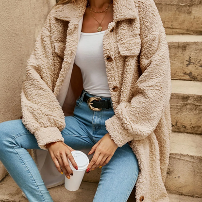 Manteau femme élégant teddy tendance automne