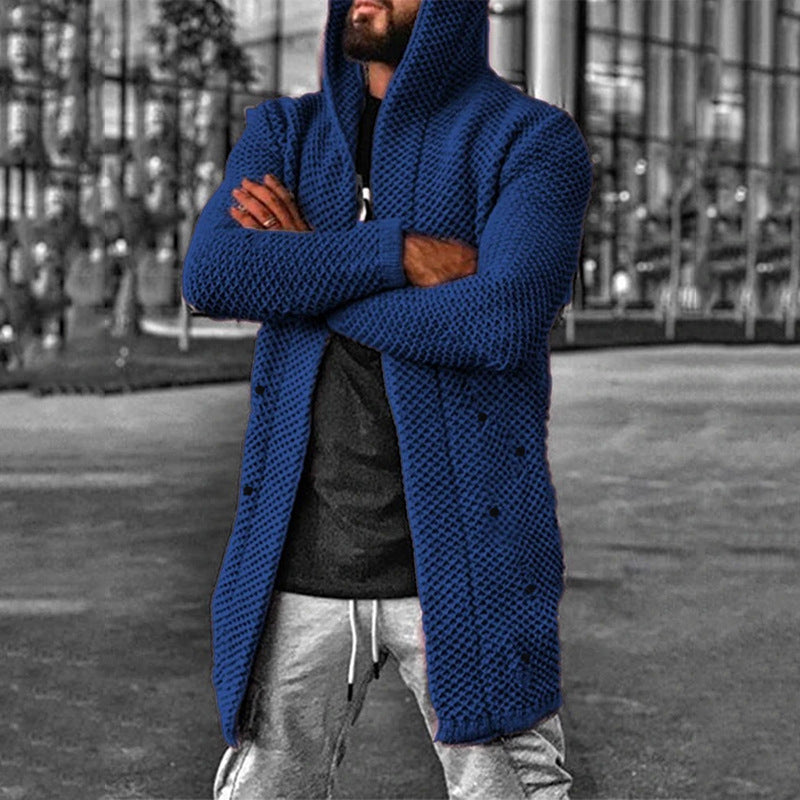 Gilet tricoté à capuche chaud pour hommes