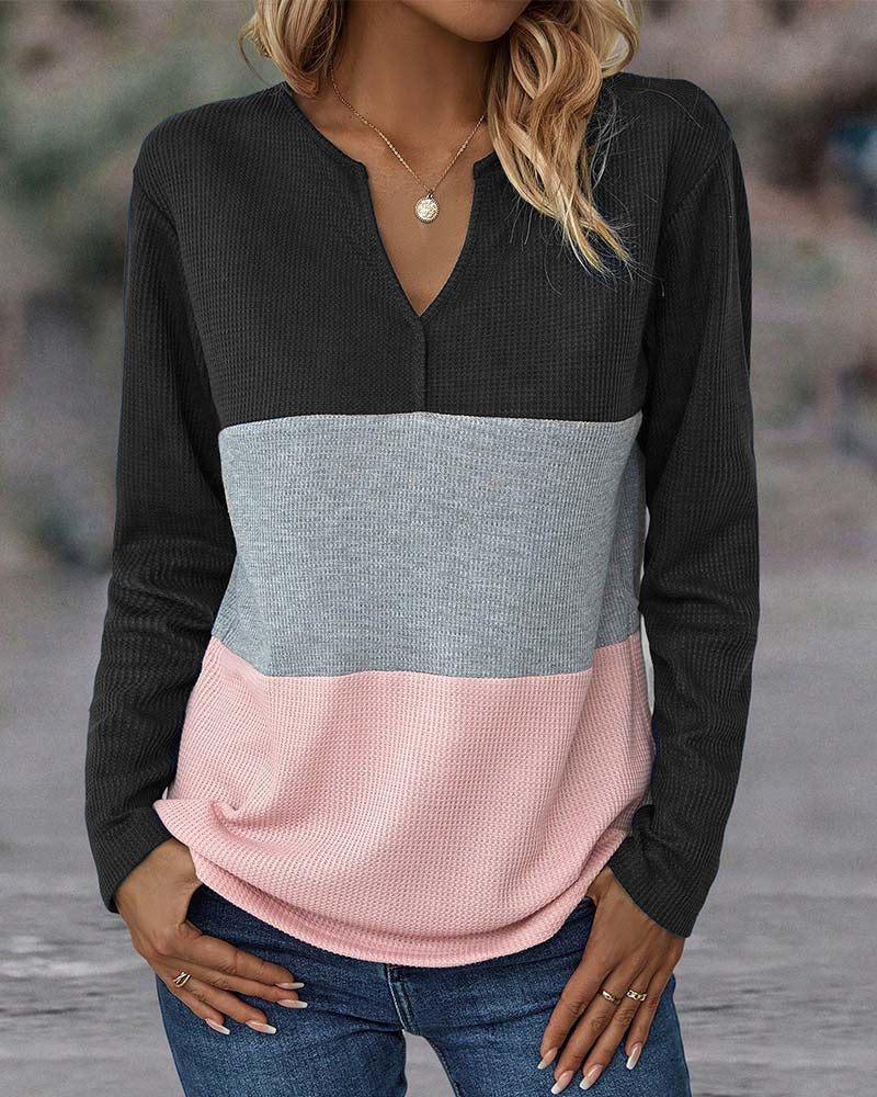 Robe femme col en V blocs de couleur