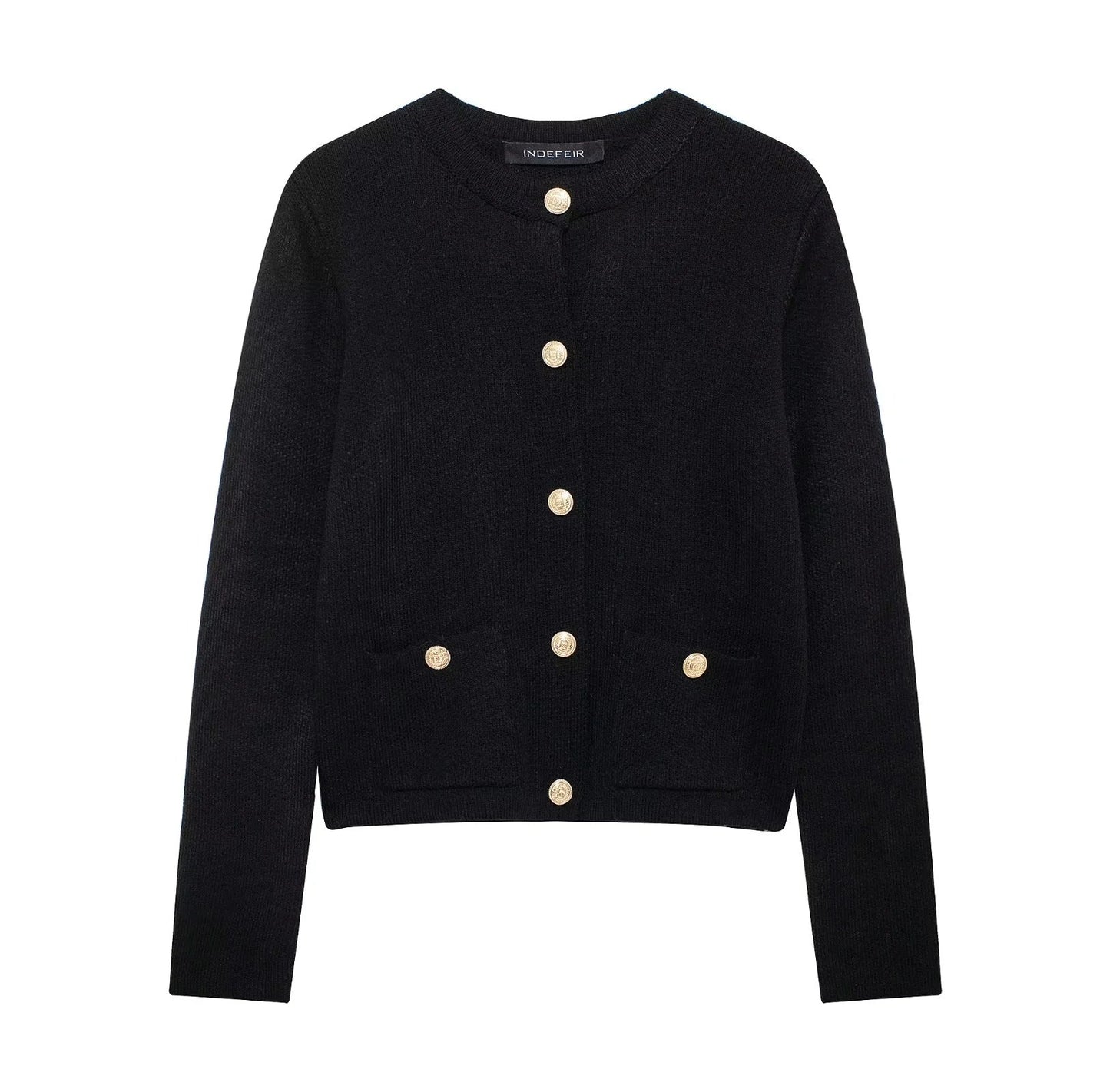 Cardigan chic pour femme avec boutons dorés