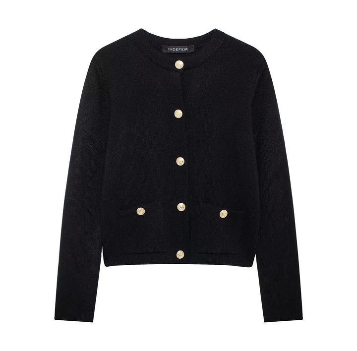 Cardigan chic pour femme avec boutons dorés