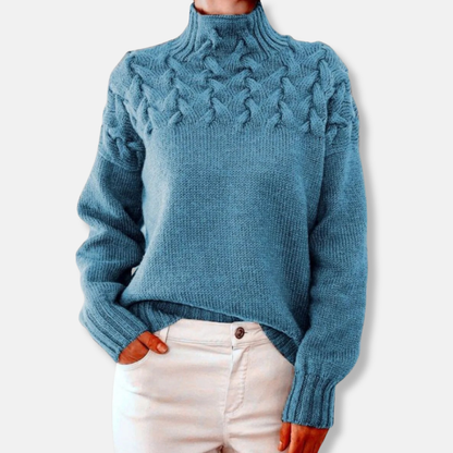 Laine Pull Tricot Col montant confortable Motif torsadé