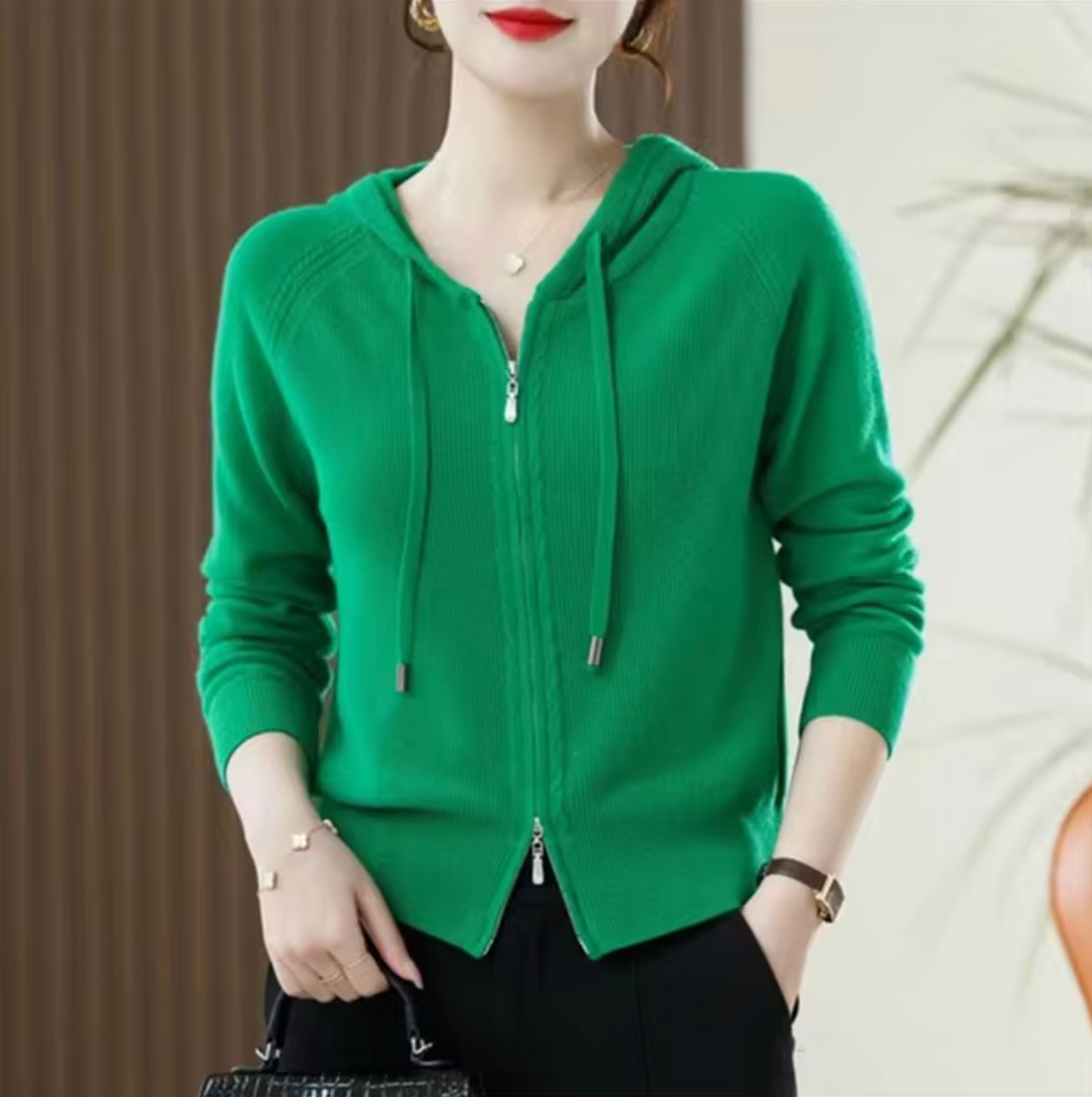 Sweat à capuche doux en cachemire pour femme
