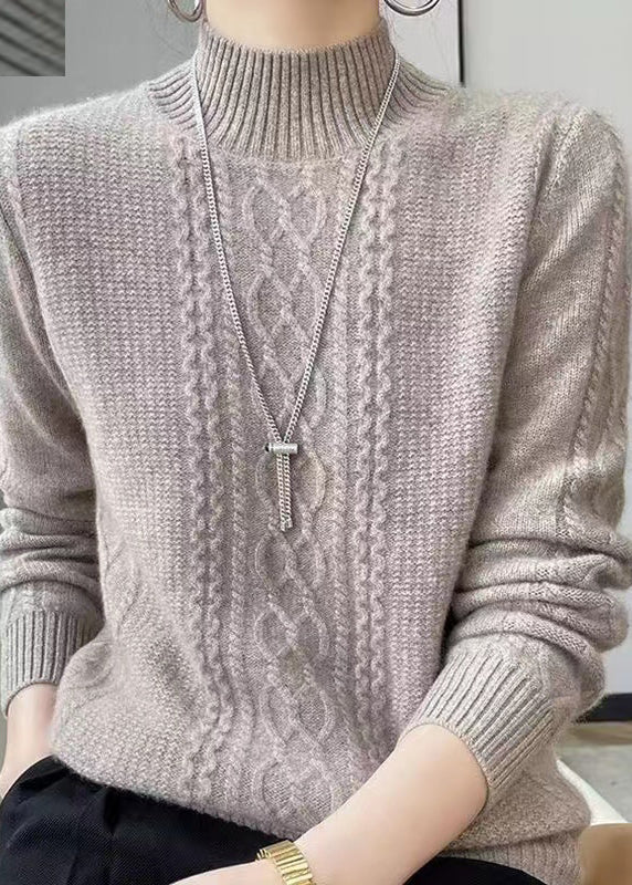 Gemütlicher Zopf-Pullover Mit Hochem Kragen Winterlich Warm - IdealeKleiden
