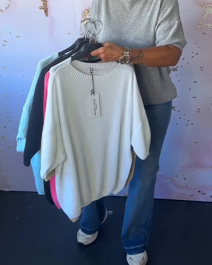 Pull confortable col rond uni