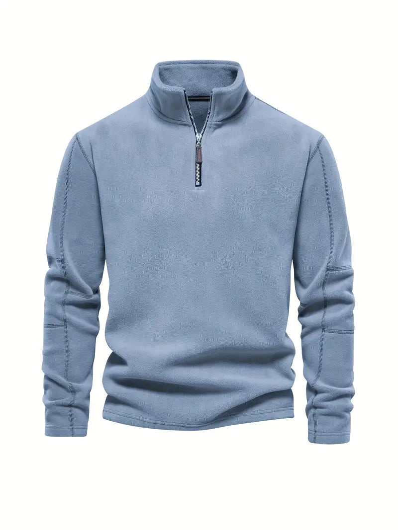 Pull en velours côtelé demi-zip style moderne