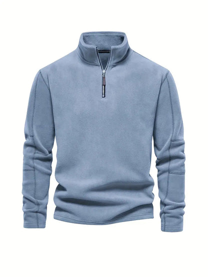 Pull en velours côtelé demi-zip style moderne