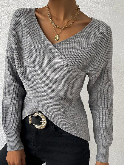 Chemisier élégant en tricot col V pour femme