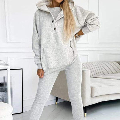 Survêtement 3 pièces pour femme, sweat à capuche et pantalon slim