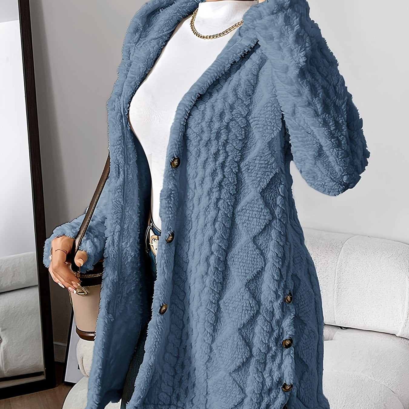 Élégante veste longue pour femme avec capuche style marin