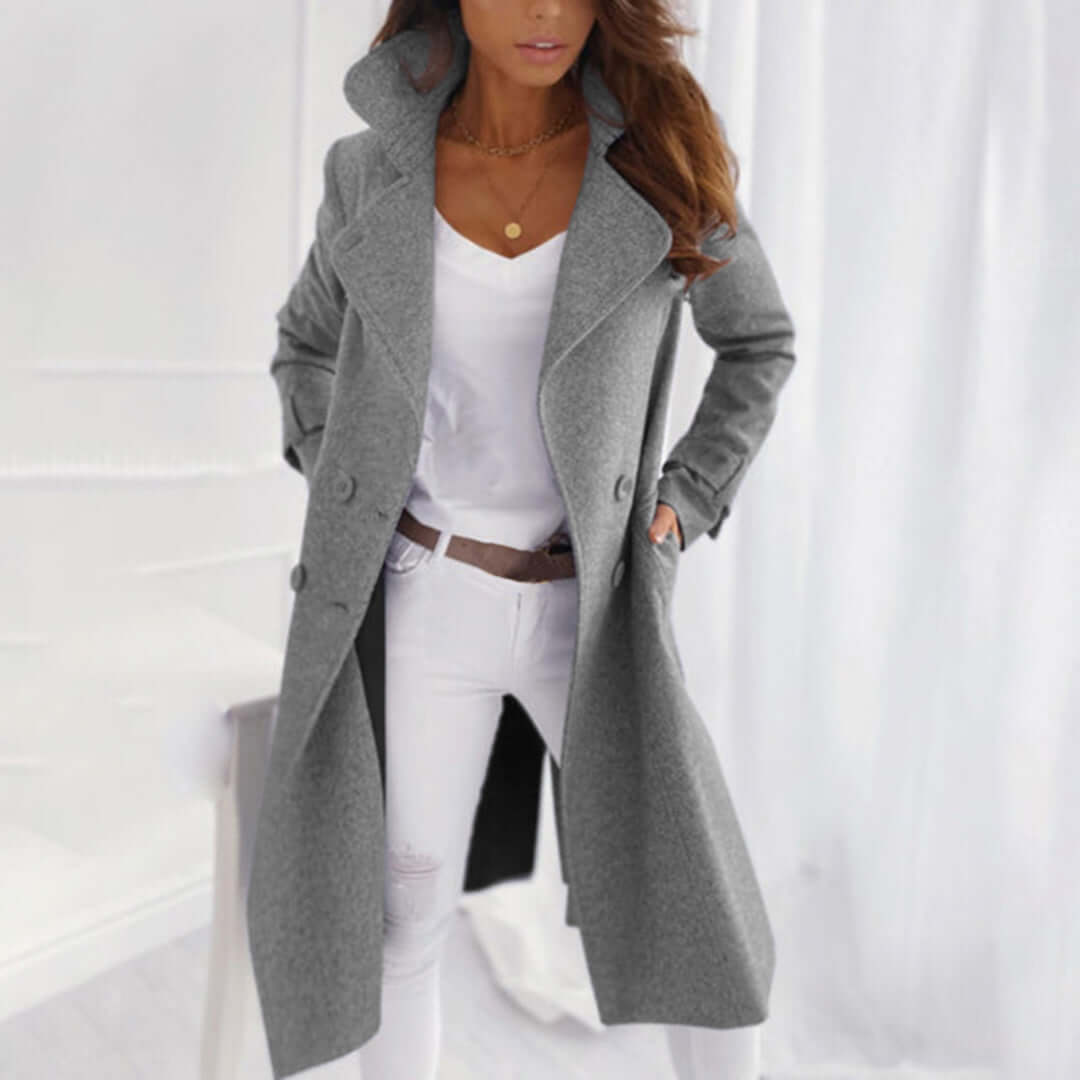 Trench-coat en polaire mi-long chaud pour femme