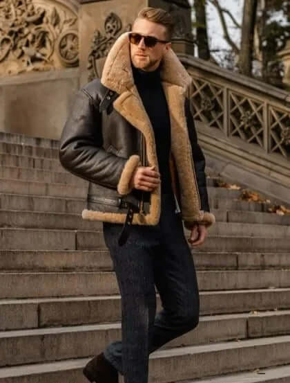 Lederjacke Herren Lammfell Style - IdealeKleiden