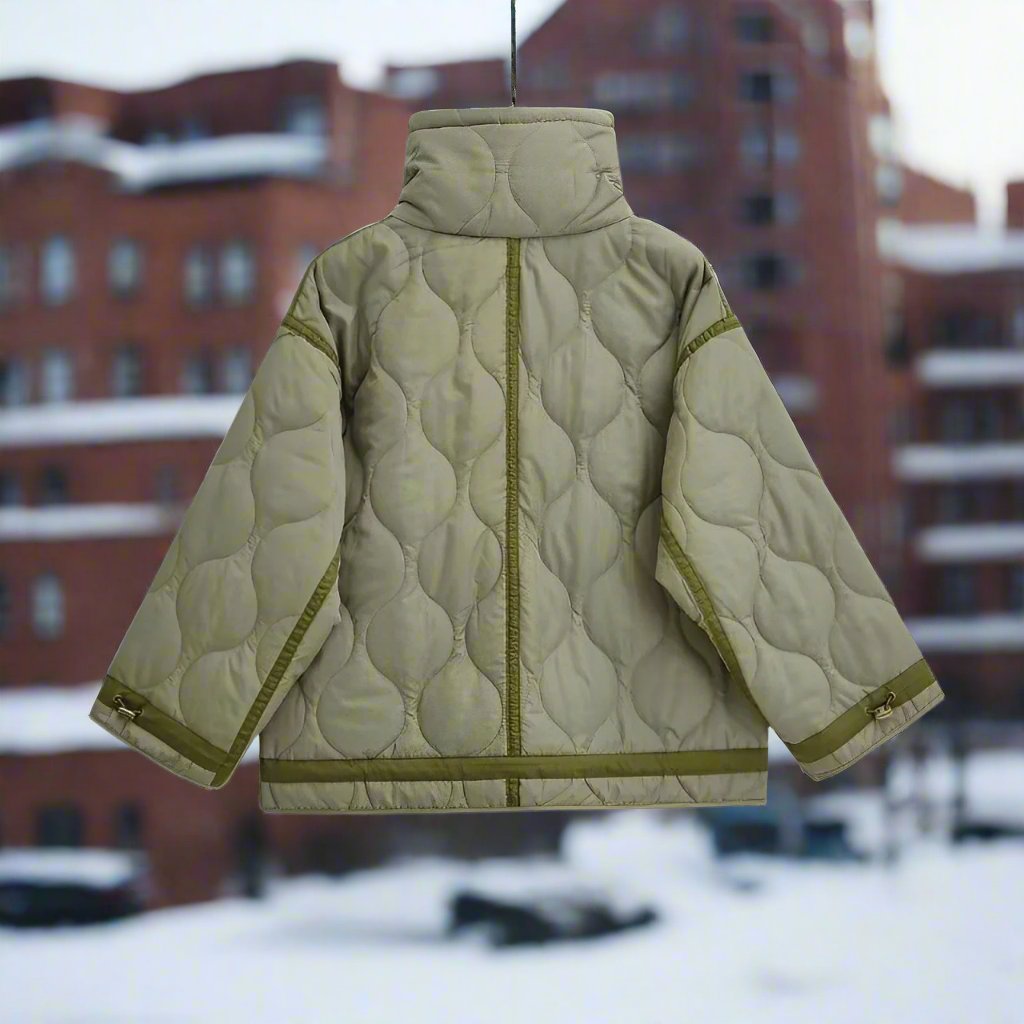 Damen Jacke Hüftlang Baumwolle Stehkragen - IdealeKleiden
