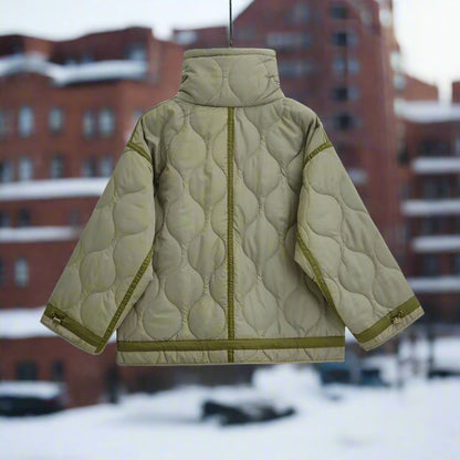 Damen Jacke Hüftlang Baumwolle Stehkragen - IdealeKleiden