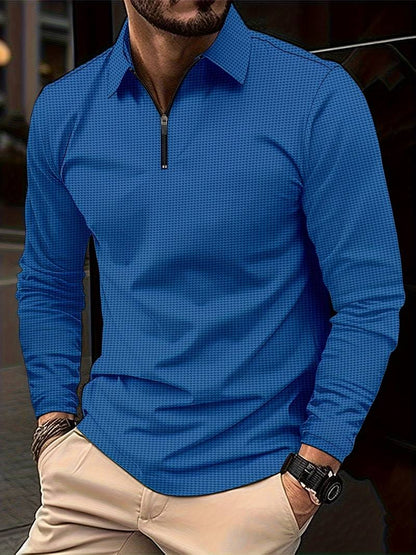 Chemise décontractée à manches longues, motif gaufré, col en V