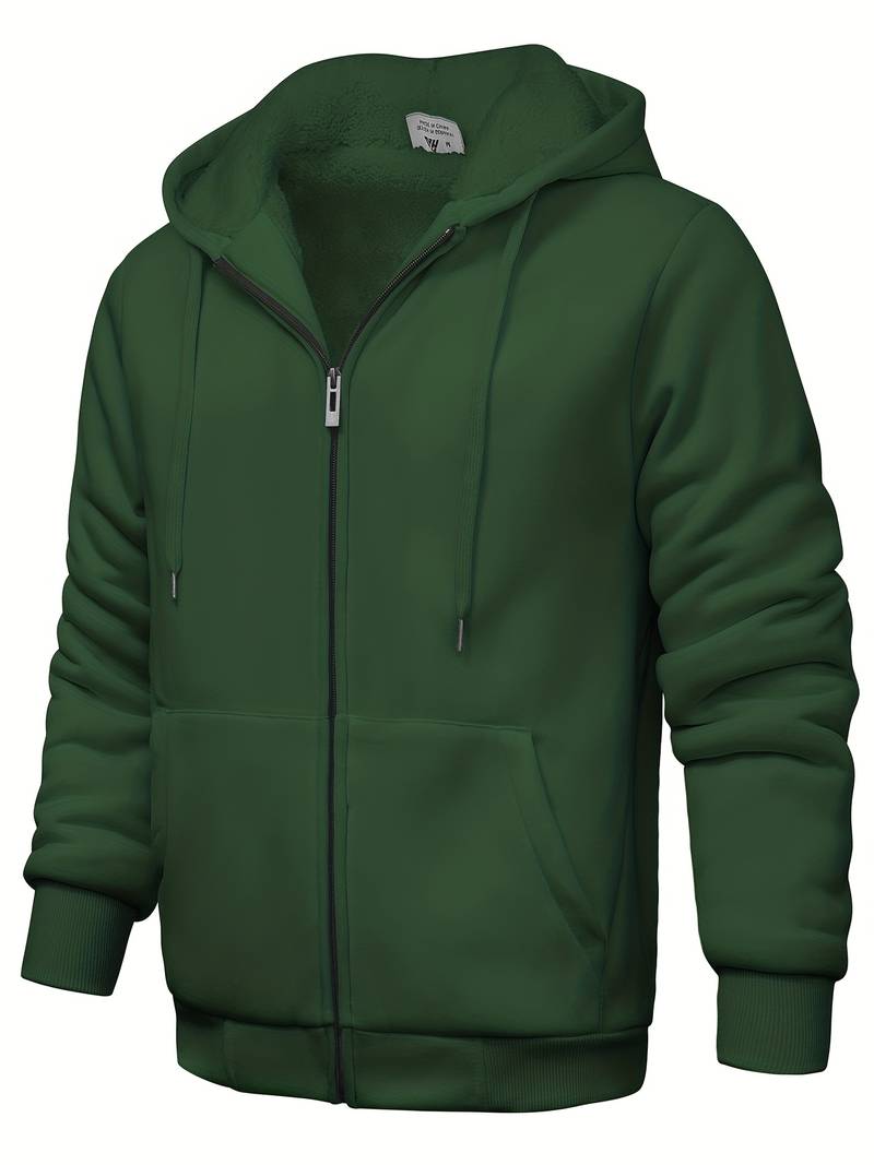 Pull à capuche uni avec fermeture éclair moderne