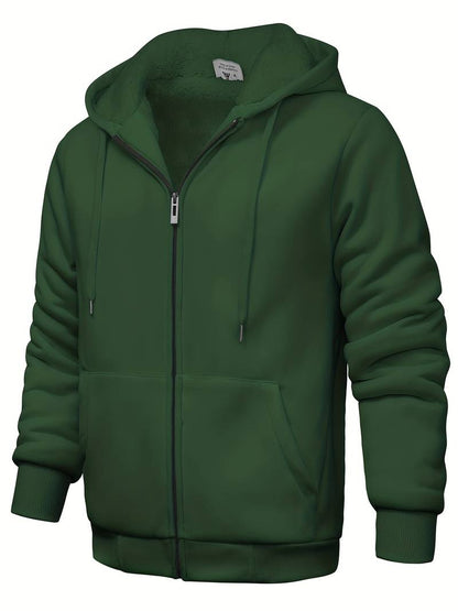 Pull à capuche uni avec fermeture éclair moderne