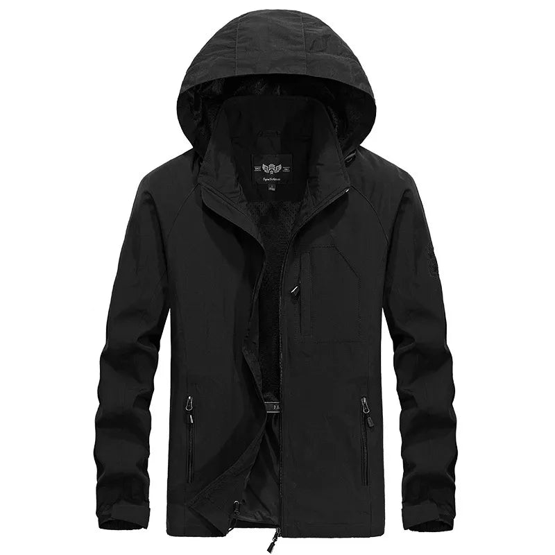 Veste d'extérieur imperméable pour homme avec capuche amovible