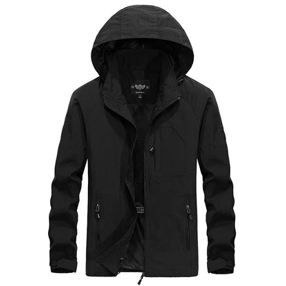 Veste d'extérieur imperméable pour homme avec capuche amovible