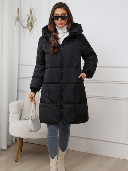 Parka long d'hiver pour femme avec capuche isolé