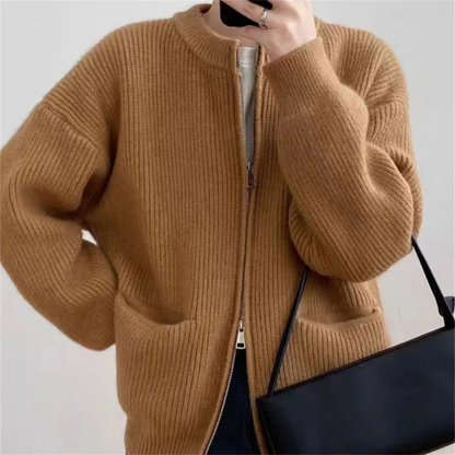 Cardigan zippé oversize pour femme Confort