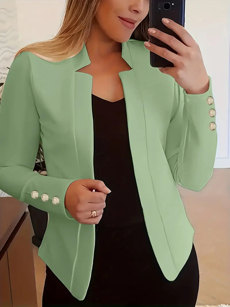 Blazer long à manches longues pour femmes, style ouvert, printemps