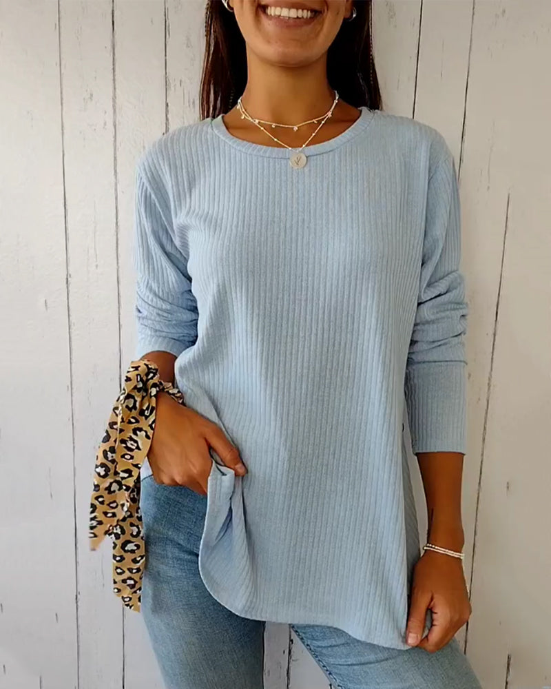 Haut en maille doux à col rond pour femme
