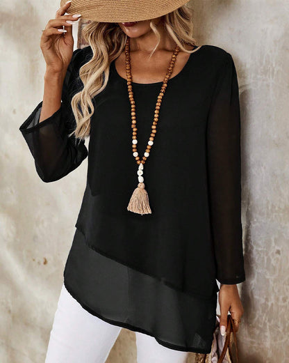 Robe col rond tendance double épaisseur