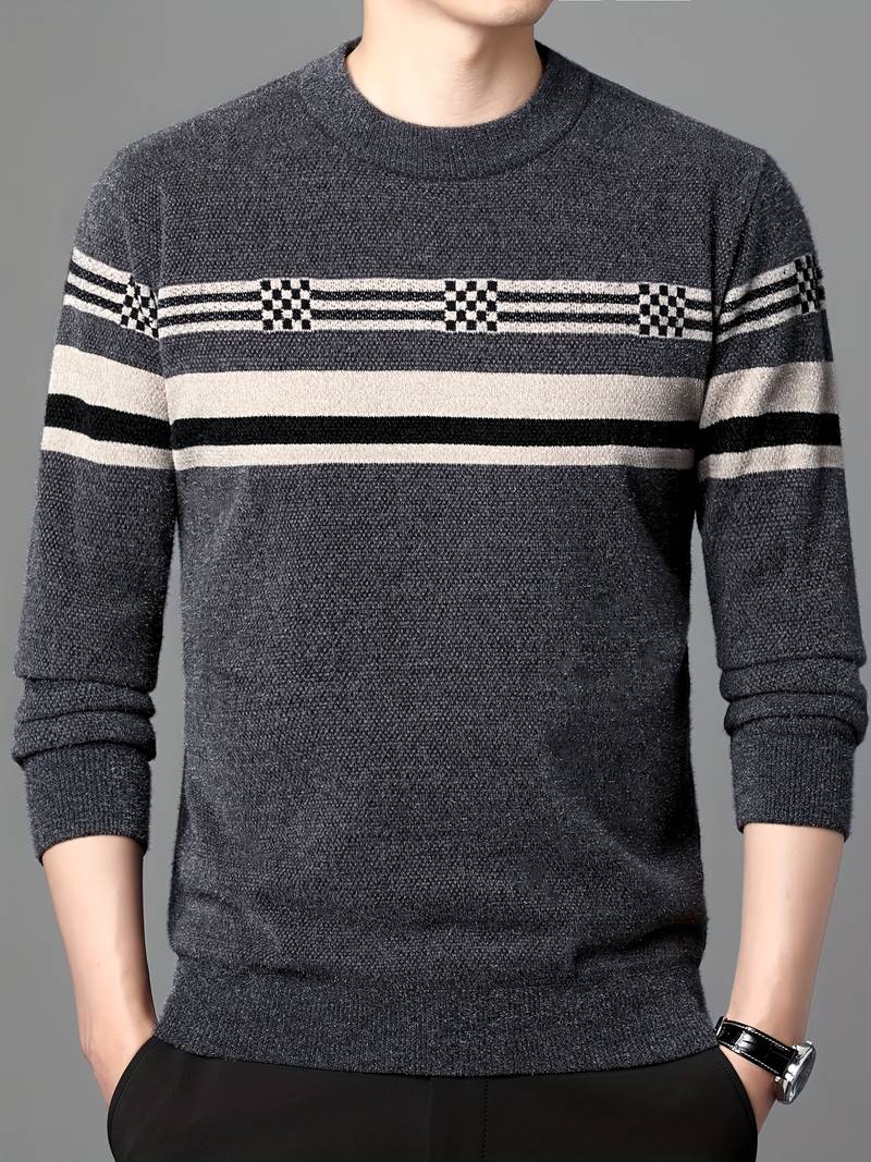 Pull-over homme manches longues motif rayé