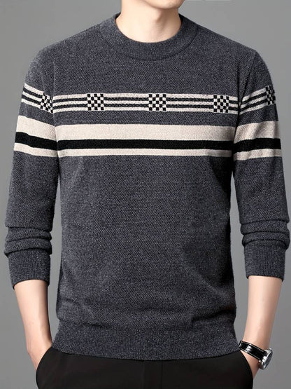 Pull-over homme manches longues motif rayé